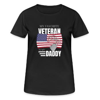 Mein Lieblingsveteran ist der My Daddy Veterans Day - Frauen T-Shirt atmungsaktiv - Schwarz - Vorne - AI Model Female 172 light (172cm)