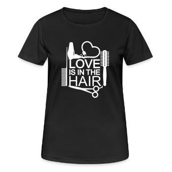 Love is in the hair (1c) - Frauen T-Shirt atmungsaktiv - Schwarz - Vorne - AI Model Female 172 light (172cm)