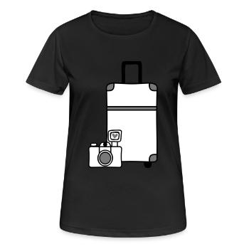 Kamera Koffer Reise Liebe - Frauen T-Shirt atmungsaktiv - Schwarz - Vorne - AI Model Female 172 light (172cm)