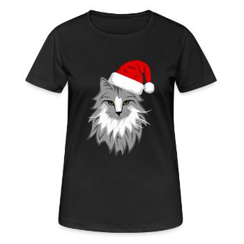 Graue Katze Weihnachten - Frauen T-Shirt atmungsaktiv - Schwarz - Vorne - AI Model Female 172 light (172cm)