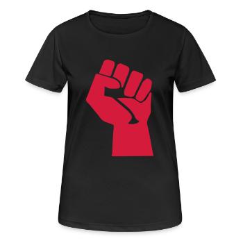 poing revolution symbol vintage sign fun fist - T-shirt respirant Femme - noir - Devant - AI Model Female 172 light (172cm)