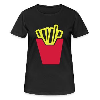 pommes - Frauen T-Shirt atmungsaktiv - Schwarz - Vorne - AI Model Female 172 light (172cm)