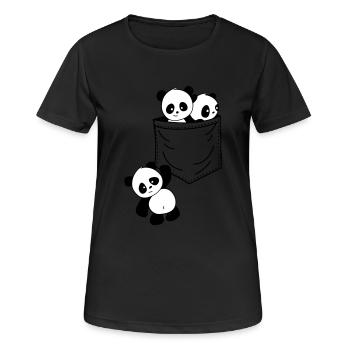 Panda poche - T-shirt respirant Femme - noir - Devant - AI Model Female 172 light (172cm)