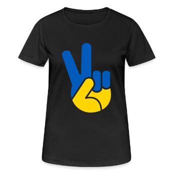 Signe de la main de la paix en Ukraine - T-shirt respirant Femme - noir - Devant - AI Model Female 172 light (172cm)