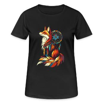 Attrape-rêves Fox - T-shirt respirant Femme - noir - Devant - AI Model Female 172 light (172cm)