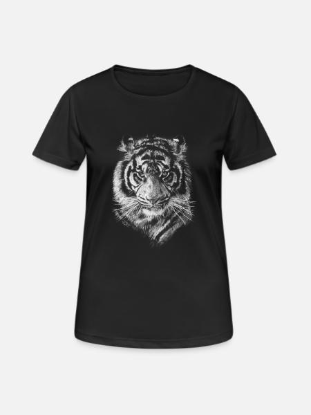 Tiger - Frauen T-Shirt atmungsaktiv - Schwarz