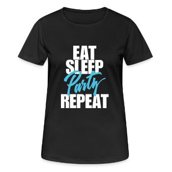 eat sleep Party - T-shirt respirant Femme - noir - Devant - AI Model Female 172 light (172cm)