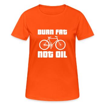 Burn Fat Not Oil - Frauen T-Shirt atmungsaktiv - Neonorange - Vorne - AI Model Female 172 dark (172cm)