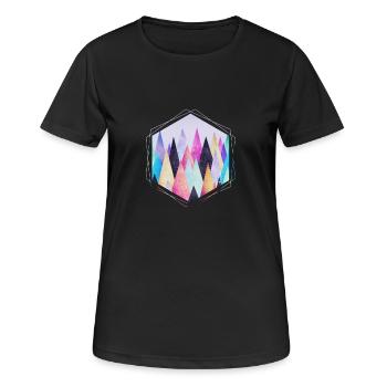 Hipster Dreieck (Geometrie) Abstrakte Berge Design - Frauen T-Shirt atmungsaktiv - Schwarz - Vorne - AI Model Female 172 light (172cm)