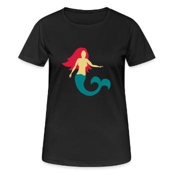 Meerjungfrau - Frauen T-Shirt atmungsaktiv - Schwarz - Vorne - AI Model Female 172 light (172cm)