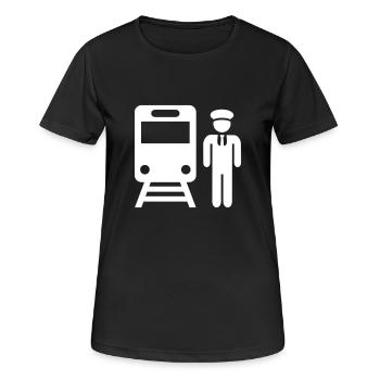 Conducteur de train - T-shirt respirant Femme - noir - Devant - AI Model Female 172 light (172cm)