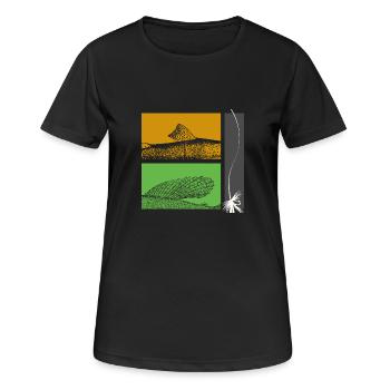 Modell 26 - Forelle und Äsche - Frauen T-Shirt atmungsaktiv - Schwarz - Vorne - AI Model Female 172 light (172cm)