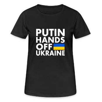 Putin hands off ukraine - Frauen T-Shirt atmungsaktiv - Schwarz - Vorne - AI Model Female 172 light (172cm)