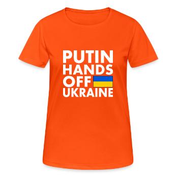 Putin hands off ukraine - Frauen T-Shirt atmungsaktiv - Neonorange - Vorne - AI Model Female 172 dark (172cm)