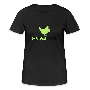 Poussin Curvy - T-shirt respirant Femme - noir - Devant - AI Model Female 172 light (172cm)