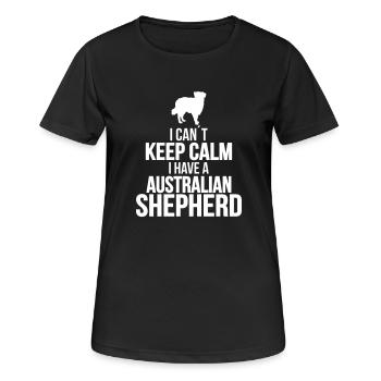 Je ne peux pas garder le calme chien de berger australien en disant - T-shirt respirant Femme - noir - Devant - AI Model Female 172 light (172cm)