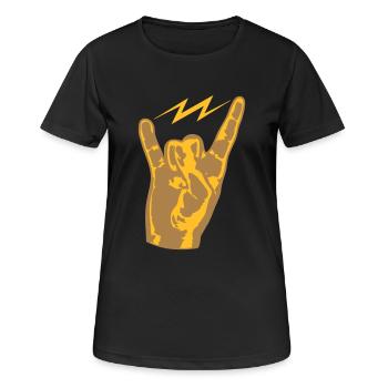 hand finger heavy metal hard rock konzert musik pa - Frauen T-Shirt atmungsaktiv - Schwarz - Vorne - AI Model Female 172 light (172cm)