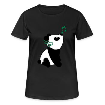 Panda mit Cochlea-Implantat - Frauen T-Shirt atmungsaktiv - Schwarz - Vorne - AI Model Female 172 light (172cm)