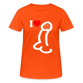 I love cock - T-shirt respirant Femme - orange néon - Devant - AI Model Female 172 dark (172cm)
