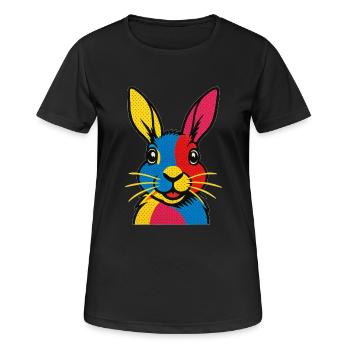 Kaninchen Pop Art - Frauen T-Shirt atmungsaktiv - Schwarz - Vorne - AI Model Female 172 light (172cm)