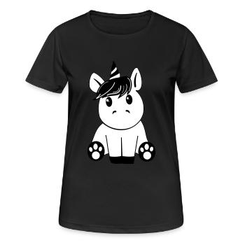 Einhorn schwarz weiß - Frauen T-Shirt atmungsaktiv - Schwarz - Vorne - AI Model Female 172 light (172cm)