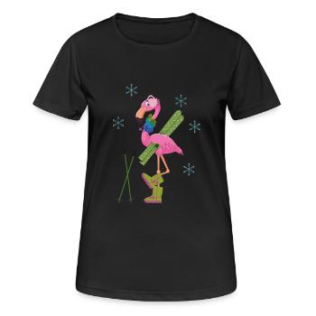 Winter Flamingo Ski - Frauen T-Shirt atmungsaktiv - Schwarz - Vorne - AI Model Female 172 light (172cm)