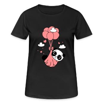 Pandajunges in den Wolken - Frauen T-Shirt atmungsaktiv - Schwarz - Vorne - AI Model Female 172 light (172cm)