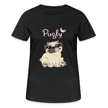 Bella die Mops - Frauen T-Shirt atmungsaktiv - Schwarz - Vorne - AI Model Female 172 light (172cm)