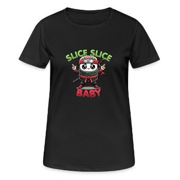 Kawaii Sushi Ninja Slice Slice Baby Lustiges Essen Wortspiel - Frauen T-Shirt atmungsaktiv - Schwarz - Vorne - AI Model Female 172 light (172cm)