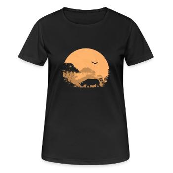 Rhino - Nashorn - Frauen T-Shirt atmungsaktiv - Schwarz - Vorne - AI Model Female 172 light (172cm)