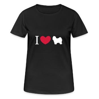 Tibet Terrier - I Love Tibet Terrier Silhouette - Women's Breathable T-Shirt - black - Front - AI Model Female 172 light (172cm)