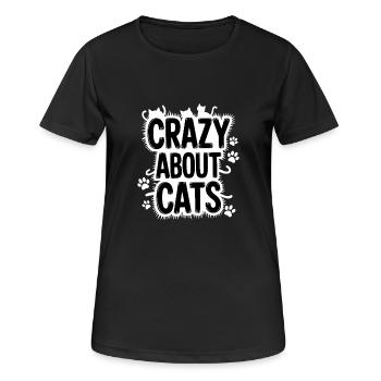 Crazy About Cats Katzen - Women's Breathable T-Shirt - black - Front - AI Model Female 172 light (172cm)