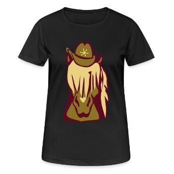 Haflinger - Frauen T-Shirt atmungsaktiv - Schwarz - Vorne - AI Model Female 172 light (172cm)
