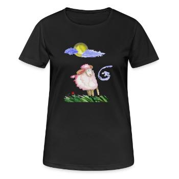 Schaf im Wind - Frauen T-Shirt atmungsaktiv - Schwarz - Vorne - AI Model Female 172 light (172cm)