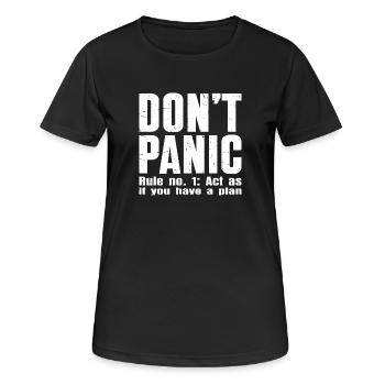 Keine Panik – Vertraulichkeitsmodus: EIN - Frauen T-Shirt atmungsaktiv - Schwarz - Vorne - AI Model Female 172 light (172cm)