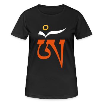 Aum Om tibétain 3c - T-shirt respirant Femme - noir - Devant - AI Model Female 172 light (172cm)