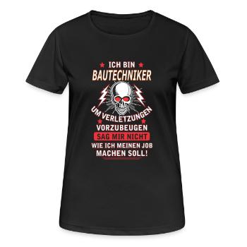 BAUTECHNIKER - Frauen T-Shirt atmungsaktiv - Schwarz - Vorne - AI Model Female 172 light (172cm)