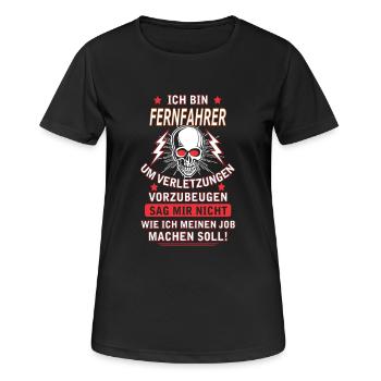 FERNFAHRER - Frauen T-Shirt atmungsaktiv - Schwarz - Vorne - AI Model Female 172 light (172cm)