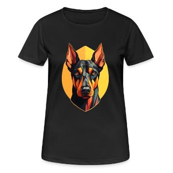 Dobermannhalter cooler Dobermann - Frauen T-Shirt atmungsaktiv - Schwarz - Vorne - AI Model Female 172 light (172cm)