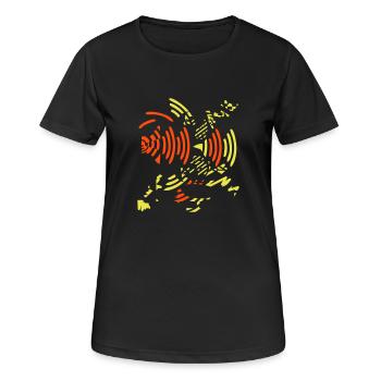 music distortion v1 - distorsion, ondes sonores (© - T-shirt respirant Femme - noir - Devant - AI Model Female 172 light (172cm)