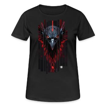 Cyborg corbeau kanji rouge - T-shirt respirant Femme - noir - Devant - AI Model Female 172 light (172cm)