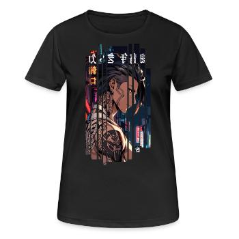 Homme tatoué cyber rouge - T-shirt respirant Femme - noir - Devant - AI Model Female 172 light (172cm)