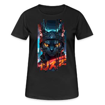 Cyber chat Urban city néon - T-shirt respirant Femme - noir - Devant - AI Model Female 172 light (172cm)