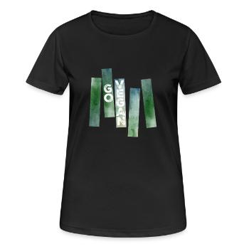 Go Vegan (Watercolor Stripes) - Frauen T-Shirt atmungsaktiv - Schwarz - Vorne - AI Model Female 172 light (172cm)