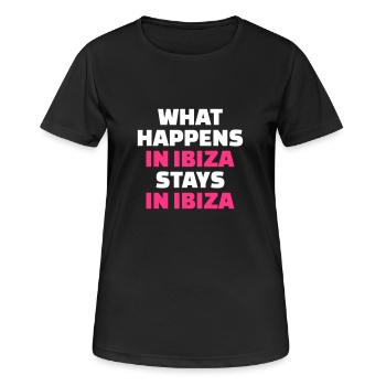 What happens in Ibiza stays in Ibiza - T-shirt respirant Femme - noir - Devant - AI Model Female 172 light (172cm)