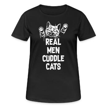 Vrai homme câlins chats - T-shirt respirant Femme - noir - Devant - AI Model Female 172 light (172cm)