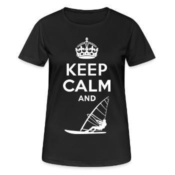 Keep Calm - Windsurfen - Women's Breathable T-Shirt - black - Front - AI Model Female 172 light (172cm)