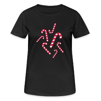 Zuckerstangen Weihnachten - Frauen T-Shirt atmungsaktiv - Schwarz - Vorne - AI Model Female 172 light (172cm)