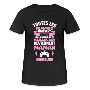Cadeau Fête des Mères, Maman Gameuse,Geek,gaming - T-shirt respirant Femme - noir - Devant - AI Model Female 172 light (172cm)