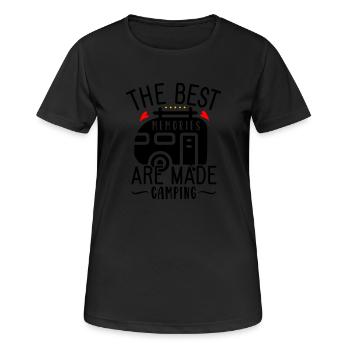 Les meilleurs souvenirs sont faits en camping - T-shirt respirant Femme - noir - Devant - AI Model Female 172 light (172cm)